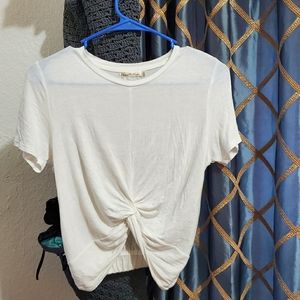 White bunched crop top